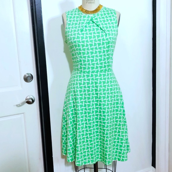 green print midi dress